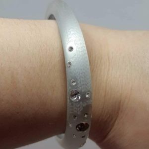 Lucite and Crystal Silver Bracelet